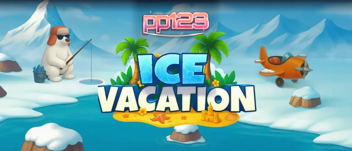 Pemandangan visual penuh warna dari slot Ice Vacation dengan karakter penguin dan beruang kutub.